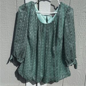 1x- Womens Mint Geometric Blouse